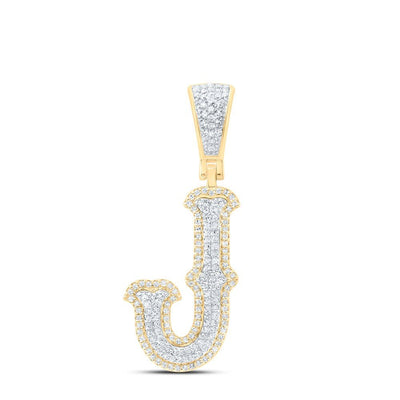 10k Yellow & White Gold 3.03g 0.46CTW Natural Diamond Initial "J" Pendant Charm - Elite Jewelers - Charms & Pendants