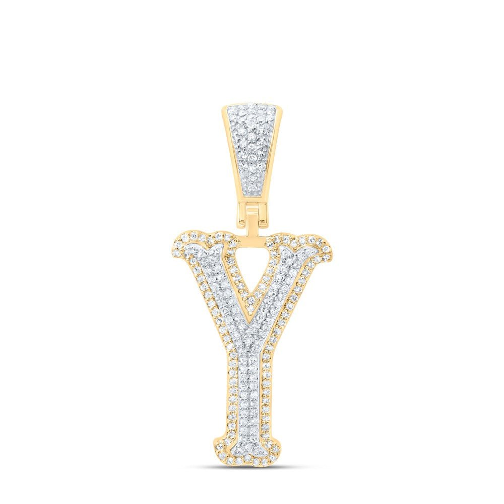 10k Yellow & White Gold 3.07g 0.46CTW Natural Diamond Initial "Y" Alphabet Charm - Elite Jewelers - Charms & Pendants