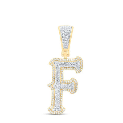 10k Yellow & White Gold 3.22g 0.5CTW Natural Diamond Initial "F" Pendant Charm - Elite Jewelers - Charms & Pendants