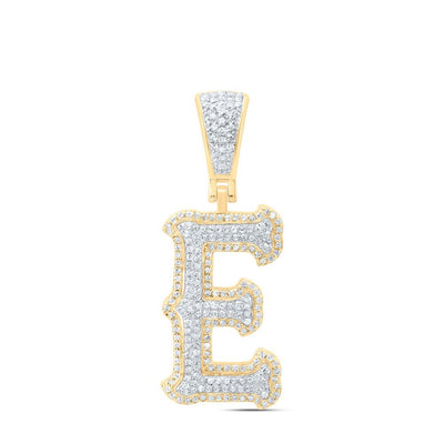 10k Yellow & White Gold 3.45g 0.56CTW Natural Diamond Initial "E" Pendant Charm - Elite Jewelers - Charms & Pendants