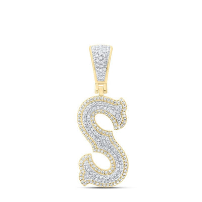 10k Yellow & White Gold 3.46g 0.47CTW Natural Diamond Initial "S" Pendant Charm - Elite Jewelers - Charms & Pendants