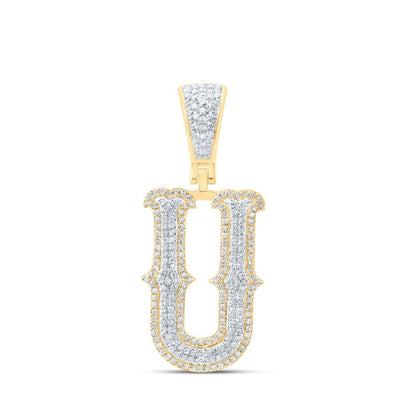 10k Yellow & White Gold 3.5g 0.6CTW Natural Diamond Initial "U" Pendant Charm - Elite Jewelers - Charms & Pendants