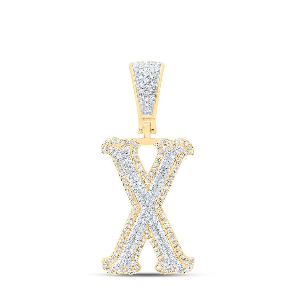 10k Yellow & White Gold 3.66g 0.57CTW Natural Diamond Initial "X" Pendant Charm - Elite Jewelers - Charms & Pendants