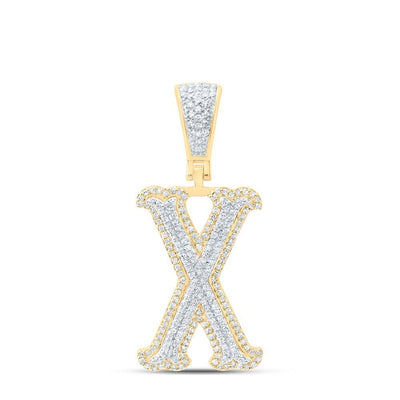 10k Yellow & White Gold 3.66g 0.57CTW Natural Diamond Initial "X" Pendant Charm - Elite Jewelers - Charms & Pendants