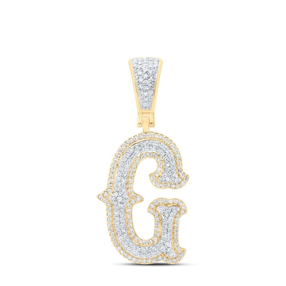 10k Yellow & White Gold 3.68g 0.59CTW Natural Diamond Initial "G" Pendant Charm - Elite Jewelers - Charms & Pendants