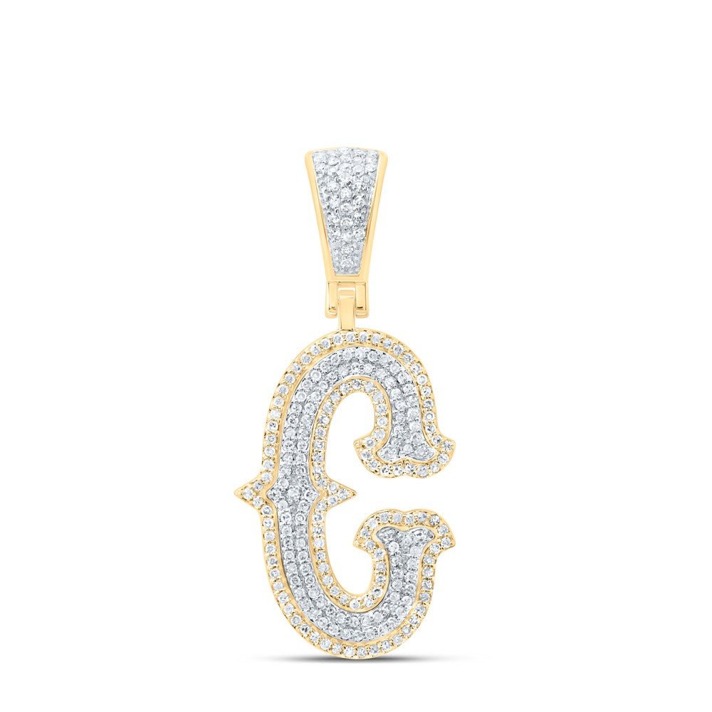10k Yellow & White Gold 3.69g 0.56CTW Natural Diamond Initial "C" Pendant Charm - Elite Jewelers - Charms & Pendants