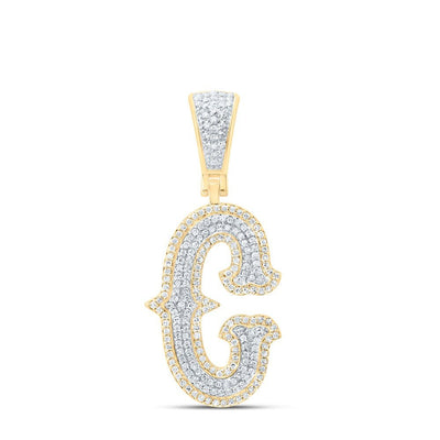 10k Yellow & White Gold 3.69g 0.56CTW Natural Diamond Initial "C" Pendant Charm - Elite Jewelers - Charms & Pendants