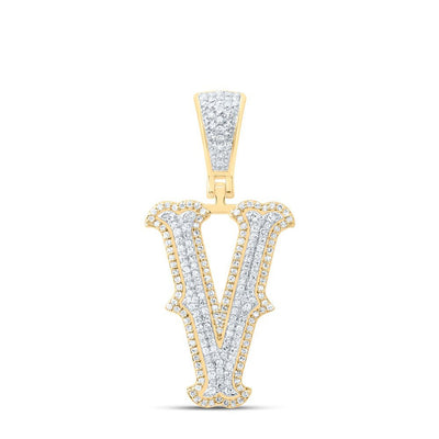 10k Yellow & White Gold 3.6g 0.55CTW Natural Diamond Initial "V" Pendant Charm - Elite Jewelers - Charms & Pendants