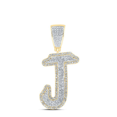 10k Yellow & White Gold 3.74g 0.85CTW Natural Diamond Initial "J" Pendant Charm - Elite Jewelers - Charms & Pendants