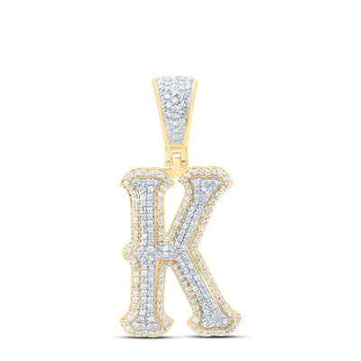 10k Yellow & White Gold 3.78g 0.61CTW Natural Diamond Initial "K" Pendant Charm - Elite Jewelers - Charms & Pendants