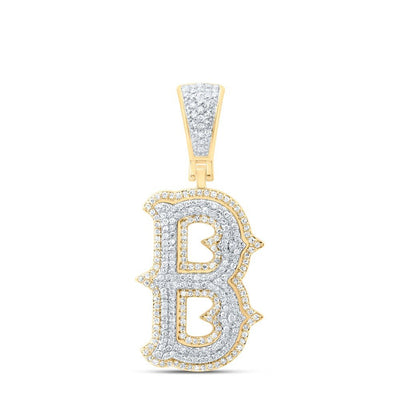 10k Yellow & White Gold 3.79g 0.67CTW Natural Diamond Initial "B" Pendant Charm - Elite Jewelers - Charms & Pendants