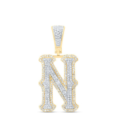 10k Yellow & White Gold 3.81g 0.7CTW Natural Diamond Initial "N" Pendant Charm - Elite Jewelers - Charms & Pendants