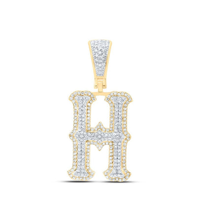 10k Yellow & White Gold 3.92g 0.65CTW Natural Diamond Initial "H" Pendant Charm - Elite Jewelers - Charms & Pendants