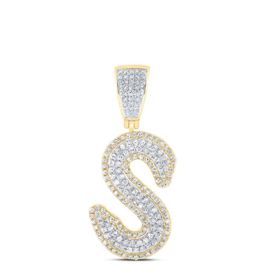 10k Yellow & White Gold 4.17g 0.93CTW Natural Diamond Initial "S" Pendant Charm - Elite Jewelers - Charms & Pendants