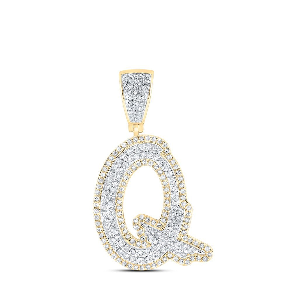 10k Yellow & White Gold 4.45g 1.01CTW Natural Diamond Initial "Q" Pendant Charm - Elite Jewelers - Charms & Pendants