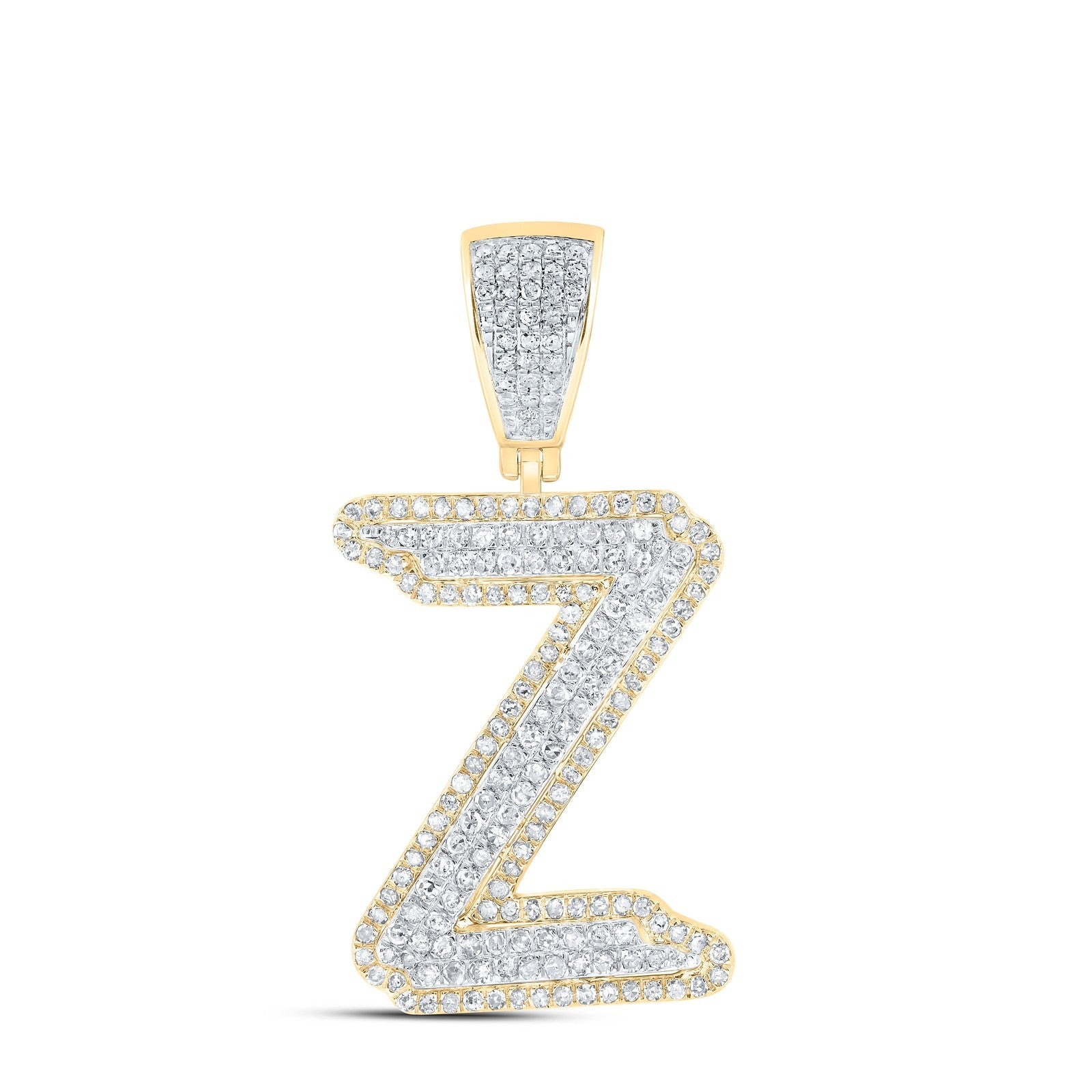10k Yellow & White Gold 4.51g 0.98CTW Natural Diamond Initial "Z" Pendant Charm - Elite Jewelers - Charms & Pendants