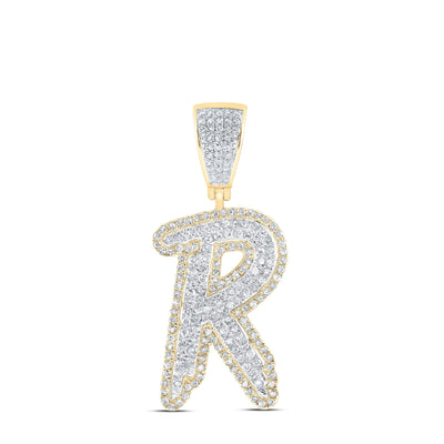 10k Yellow & White Gold 4.51g 1.02CTW Natural Diamond Initial "R" Pendant Charm - Elite Jewelers - Charms & Pendants