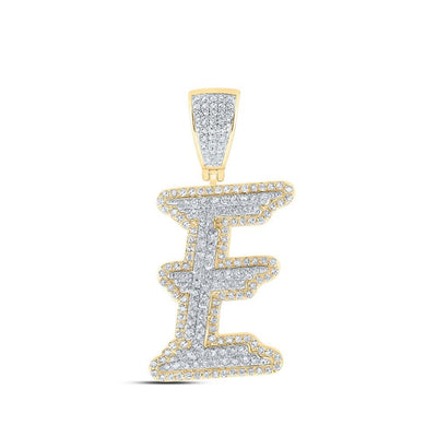 10k Yellow & White Gold 4.52g 0.95CTW Natural Diamond Initial "E" Pendant Charm - Elite Jewelers - Charms & Pendants