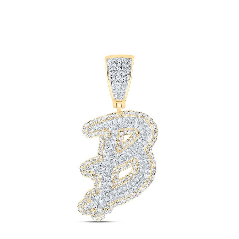 10k Yellow & White Gold 4.74g 1.03CTW Natural Diamond Initial "B" Pendant Charm - Elite Jewelers - Charms & Pendants