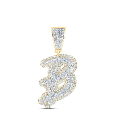 10k Yellow & White Gold 4.74g 1.03CTW Natural Diamond Initial "B" Pendant Charm - Elite Jewelers - Charms & Pendants