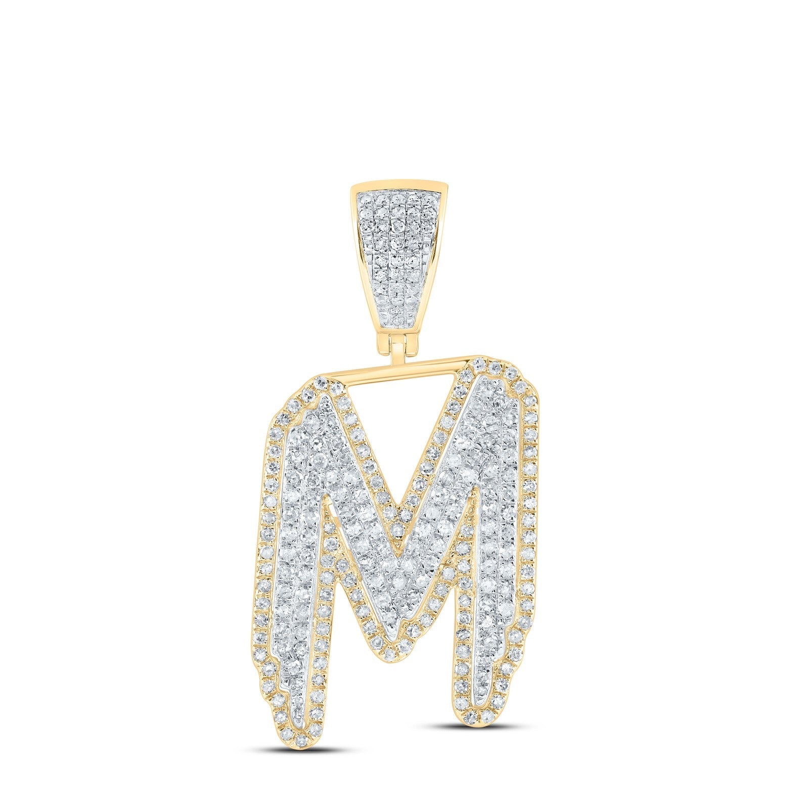 10k Yellow & White Gold 5.04g 1.22CTW Natural Diamond Initial "M" Pendant Charm - Elite Jewelers - Charms & Pendants