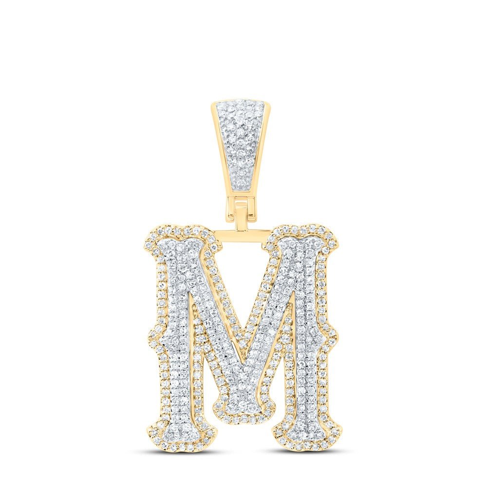 10k Yellow & White Gold 5.28g 0.85CTW Natural Diamond Initial "M" Pendant Charm - Elite Jewelers - Charms & Pendants