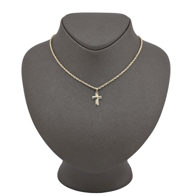 10k Yellow & White Gold Cross Pendant Religious 0.7gms Charm For Unisex Adults - Elite Jewelers - Charms & Pendants