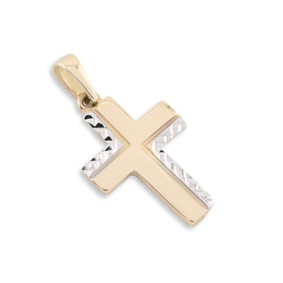 10k Yellow & White Gold Cross Pendant Religious 0.7gms Charm For Unisex Adults - Elite Jewelers - Charms & Pendants