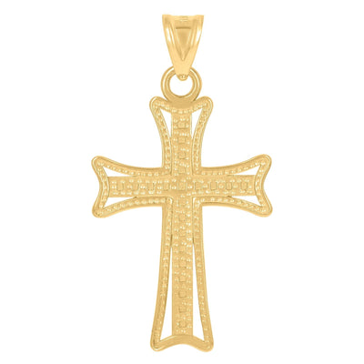 10k Yellow & White Gold Diamond - Cut Christian Cross Religious Charm 1.5g Pendant - Elite Jewelers - Charms & Pendants