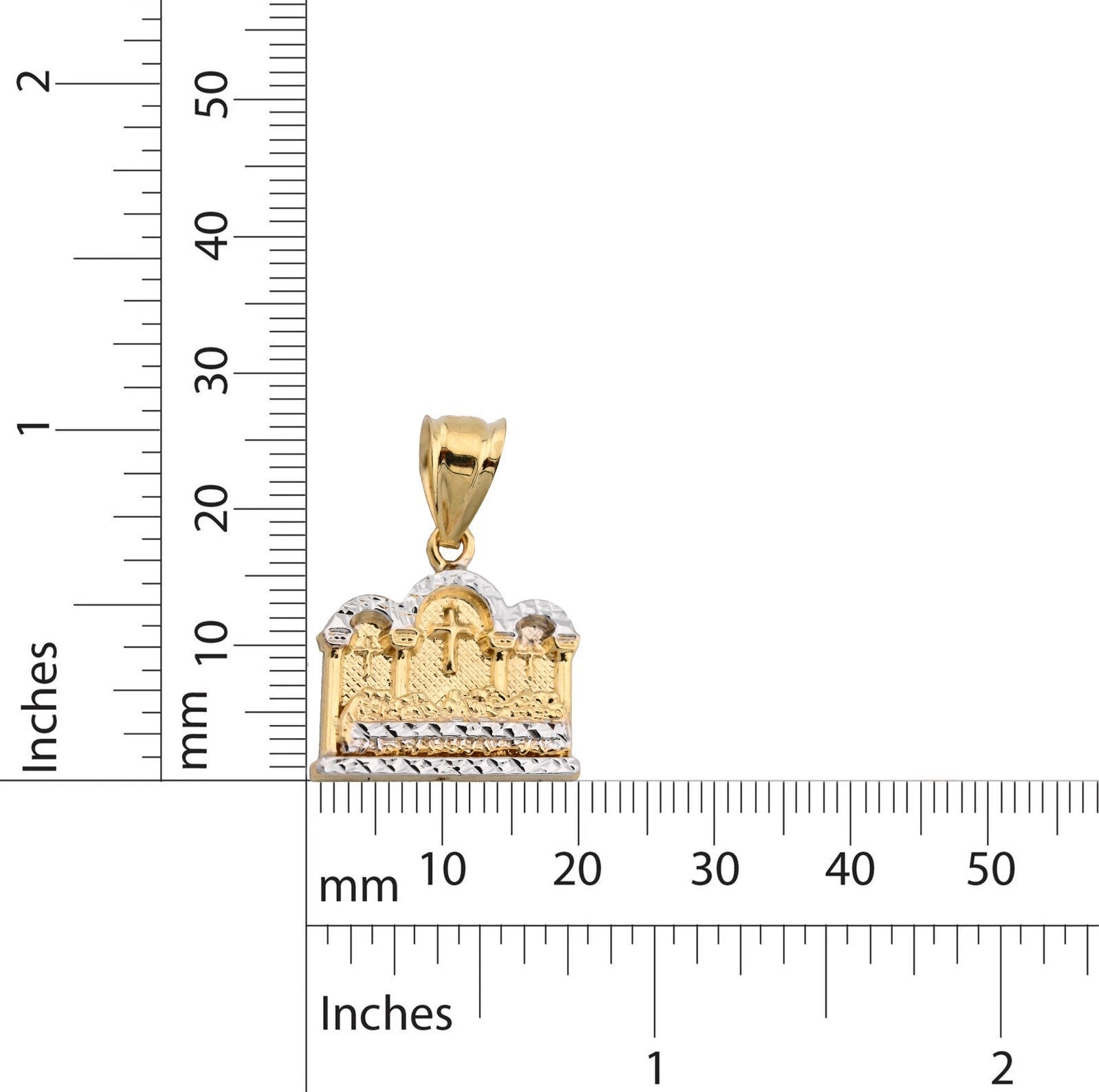 10k Yellow & White Gold Diamond - Cut Mens Last Supper Pendant Religious 2g Charm - Elite Jewelers - Charms & Pendants
