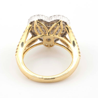 10K Yellow White Gold Heart 1.01CT Baguette Round Diamond Ring - Elite Jewelers - Rings