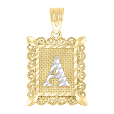 10k Yellow & White Gold Initial Letter "A" Pendant 2.2g Alphabet Unisex Charm - Elite Jewelers - Charms & Pendants
