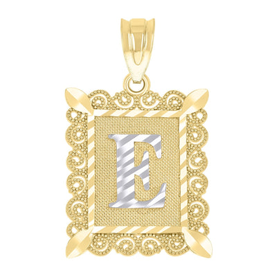 10k Yellow & White Gold Initial Letter "E" Pendant 2.2g Alphabet Unisex Charm - Elite Jewelers - Charms & Pendants