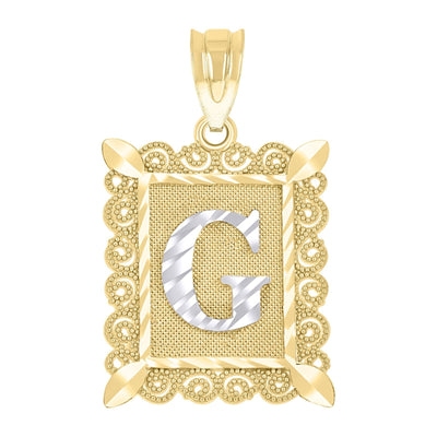 10k Yellow & White Gold Initial Letter "G" Pendant 2.2g Alphabet Unisex Charm - Elite Jewelers - Charms & Pendants