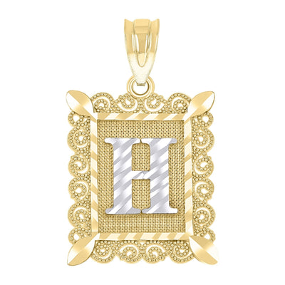 10k Yellow & White Gold Initial Letter "H" Pendant 2.2g Alphabet Unisex Charm - Elite Jewelers - Charms & Pendants