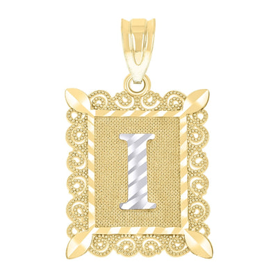 10k Yellow & White Gold Initial Letter "I" Pendant 2.2g Alphabet Unisex Charm - Elite Jewelers - Charms & Pendants