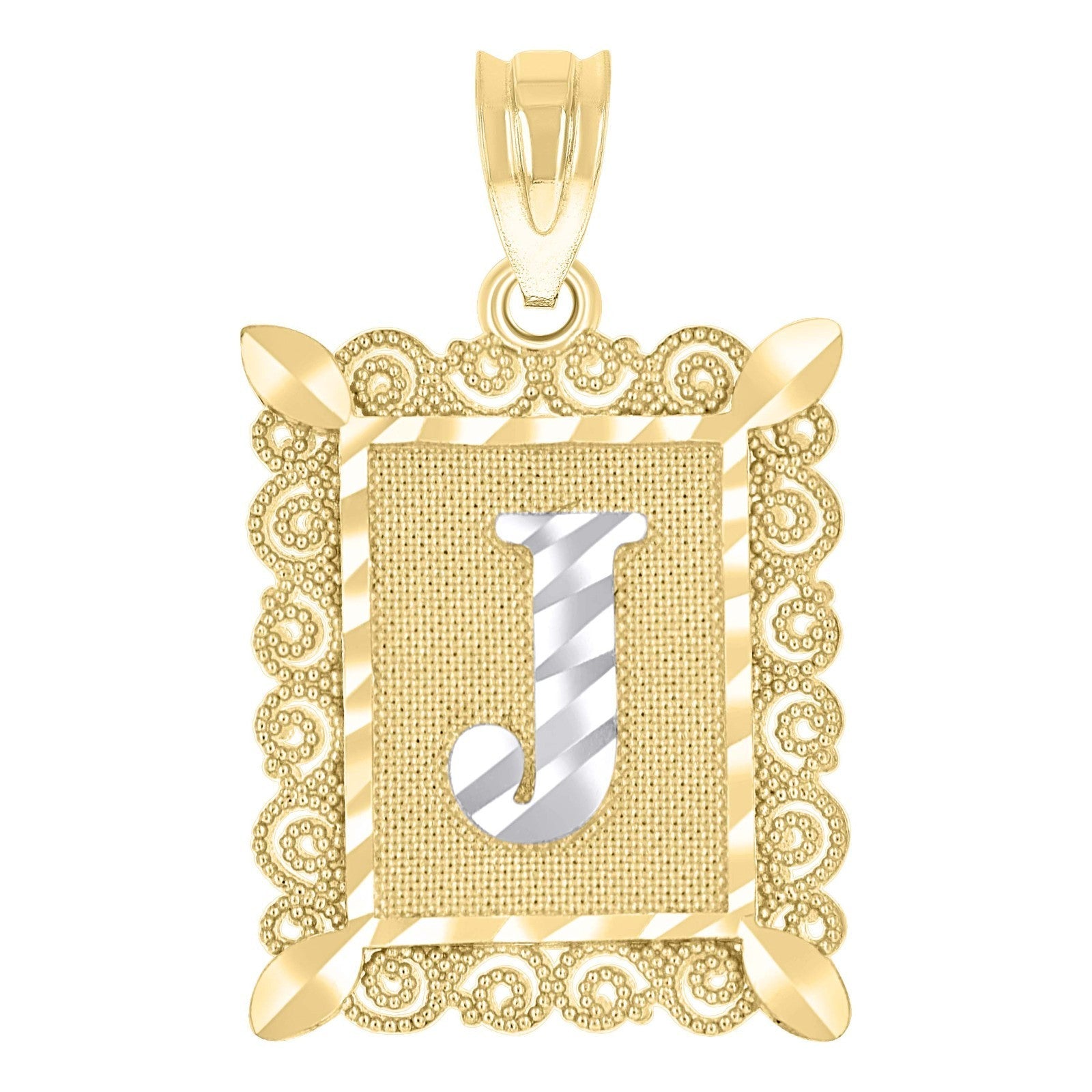 10k Yellow & White Gold Initial Letter "J" Pendant 1g Alphabet Unisex Charm - Elite Jewelers - Charms & Pendants