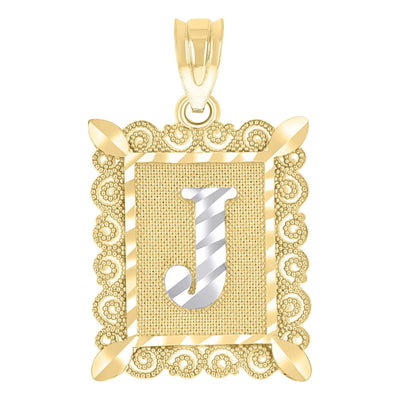 10k Yellow & White Gold Initial Letter "J" Pendant 1g Alphabet Unisex Charm - Elite Jewelers - Charms & Pendants