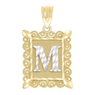 10k Yellow & White Gold Initial Letter "M" Pendant 2.2g Alphabet Unisex Charm - Elite Jewelers - Charms & Pendants
