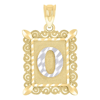 10k Yellow & White Gold Initial Letter "O" Pendant 1g Alphabet Unisex Charm - Elite Jewelers - Charms & Pendants