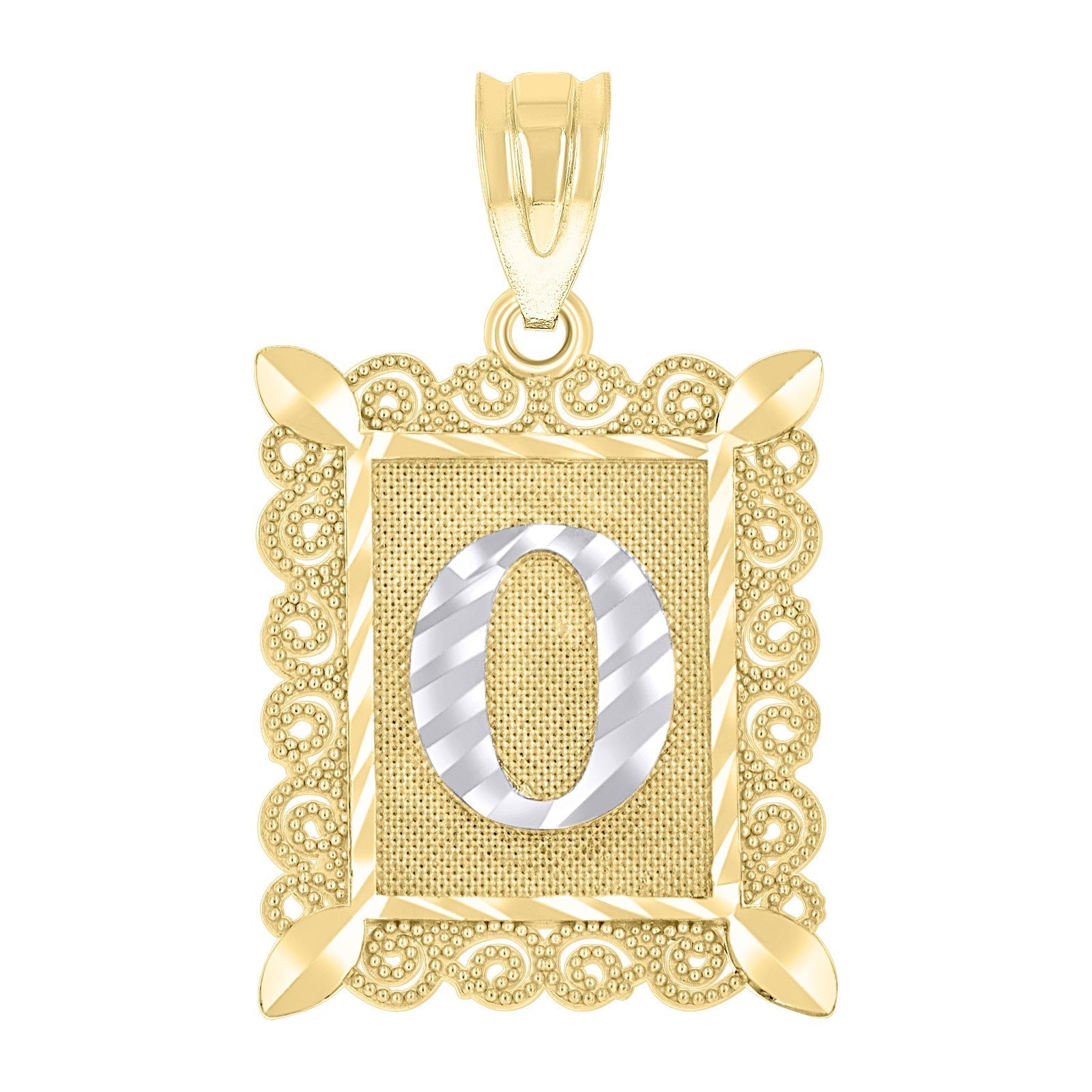 10k Yellow & White Gold Initial Letter "O" Pendant 2.2g Alphabet Unisex Charm - Elite Jewelers - Charms & Pendants