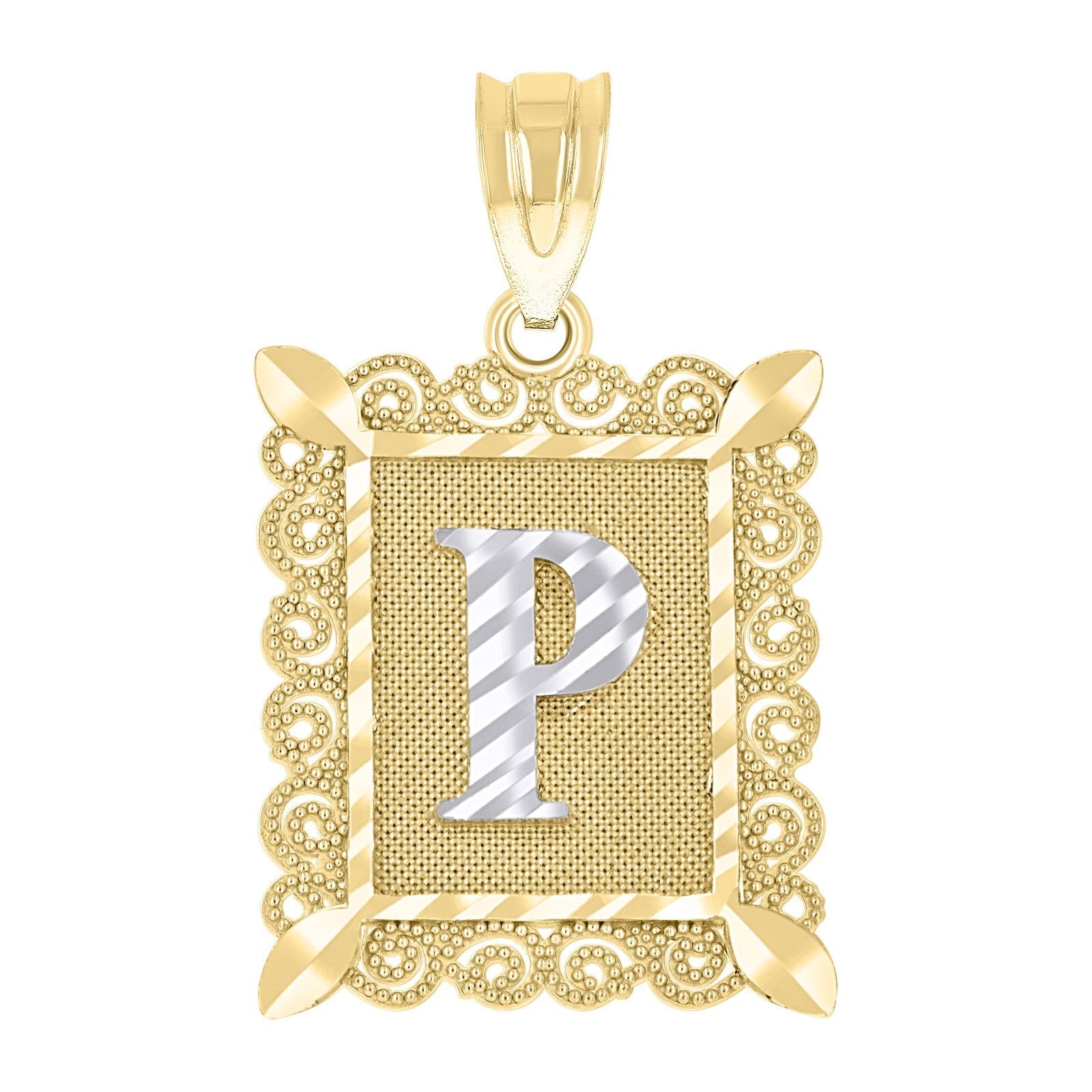 10k Yellow & White Gold Initial Letter "P" Pendant 2.2g Alphabet Unisex Charm - Elite Jewelers - Charms & Pendants