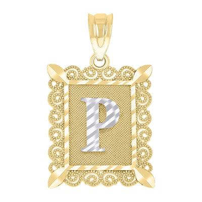 10k Yellow & White Gold Initial Letter "P" Pendant 2.2g Alphabet Unisex Charm - Elite Jewelers - Charms & Pendants