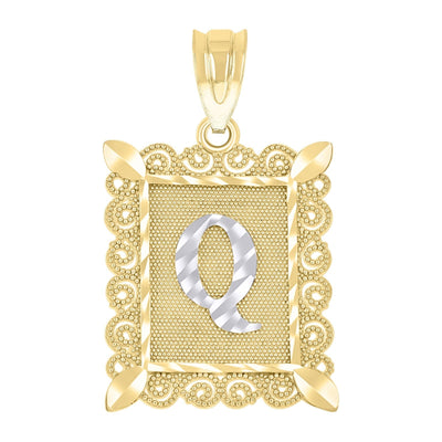 10k Yellow & White Gold Initial Letter "Q" Pendant 2.2g Alphabet Unisex Charm - Elite Jewelers - Charms & Pendants