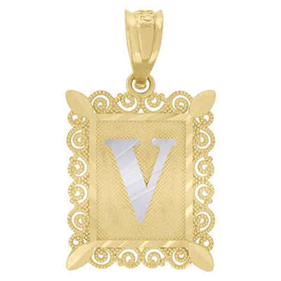 10k Yellow & White Gold Initial Letter "U" Pendant 1g Alphabet Unisex Charm - Elite Jewelers - Charms & Pendants