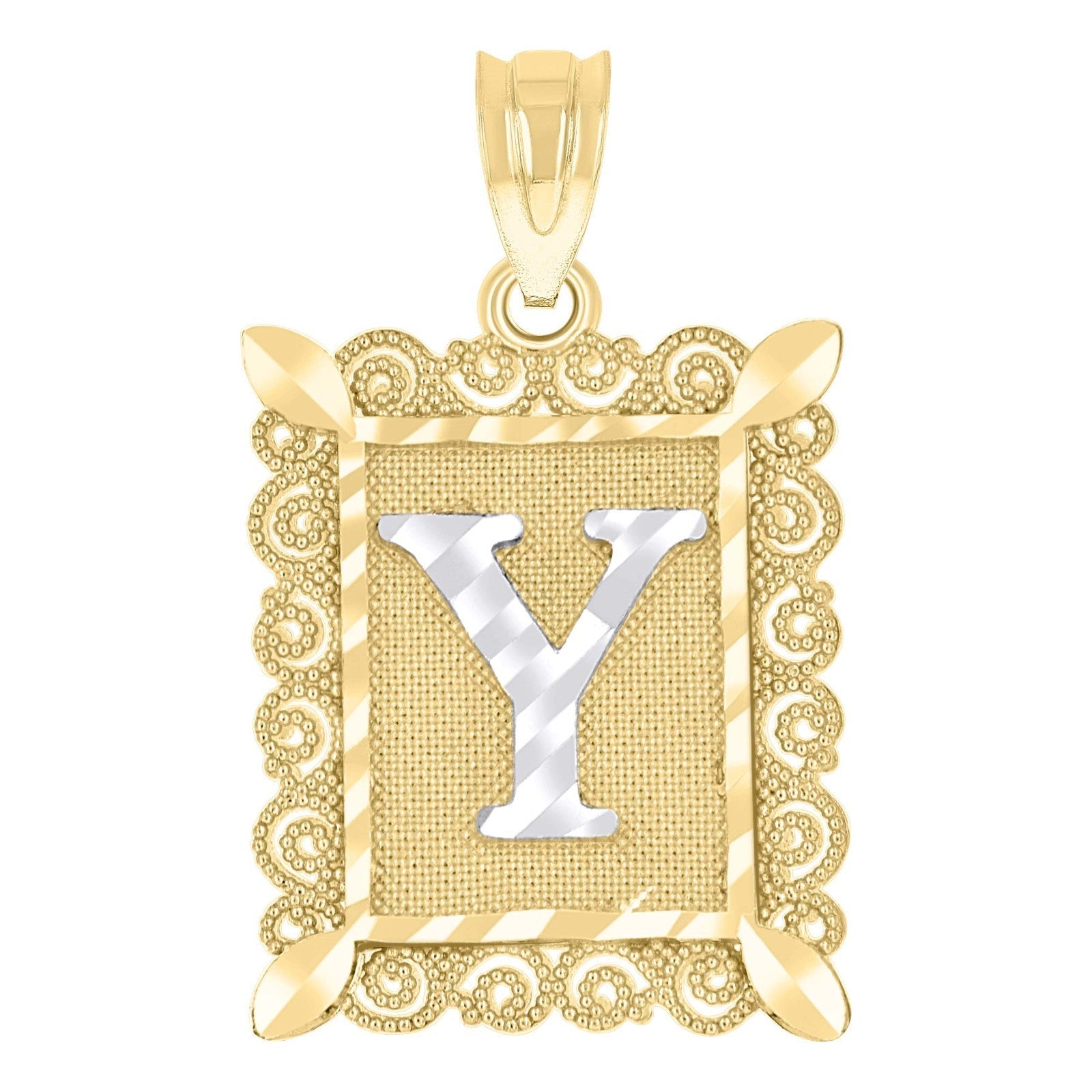 10k Yellow & White Gold Initial Letter "Y" Pendant 1g Alphabet Unisex Charm - Elite Jewelers - Charms & Pendants
