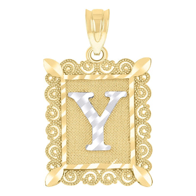 10k Yellow & White Gold Initial Letter "Y" Pendant 1g Alphabet Unisex Charm - Elite Jewelers - Charms & Pendants