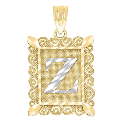 10k Yellow & White Gold Initial Letter "Z" Pendant 1g Alphabet Unisex Charm - Elite Jewelers - Charms & Pendants