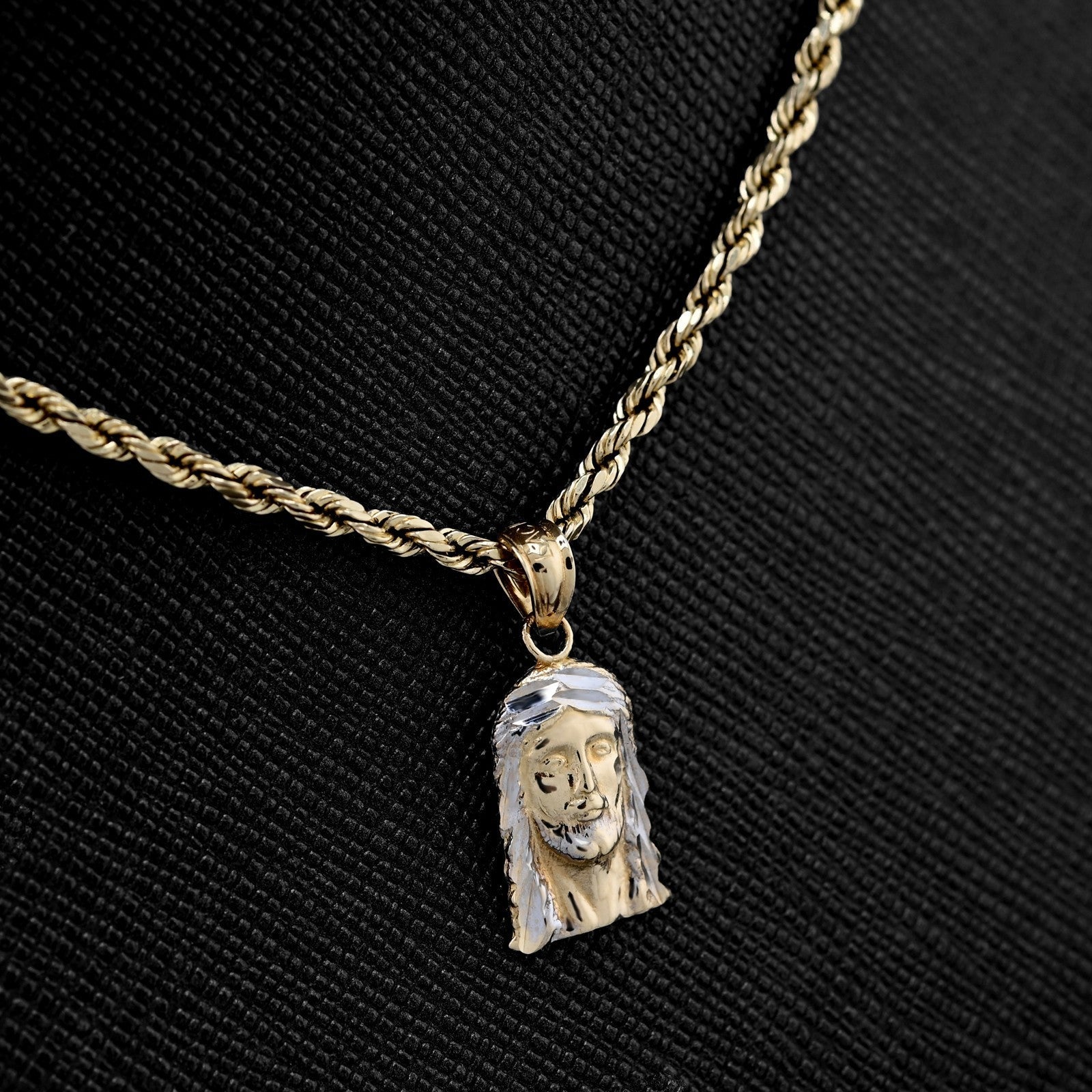 10k Yellow & White Gold Mens Jesus Pendant Religious 0.7g Charm - Elite Jewelers - Charms & Pendants