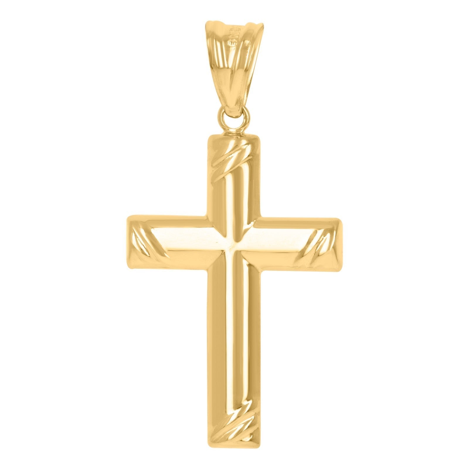 10k Yellow & White Gold Polished Unisex Adult Cross Religious Charm 1.2g Pendant - Elite Jewelers - Charms & Pendants